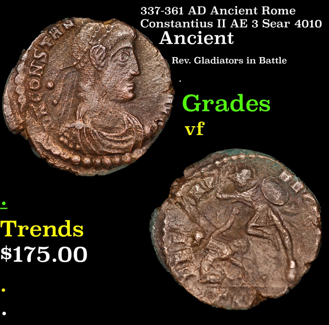 337-361 AD Ancient Rome Constantius II AE 3 Ancient Sear 4010 Grades vf (1 of 3)