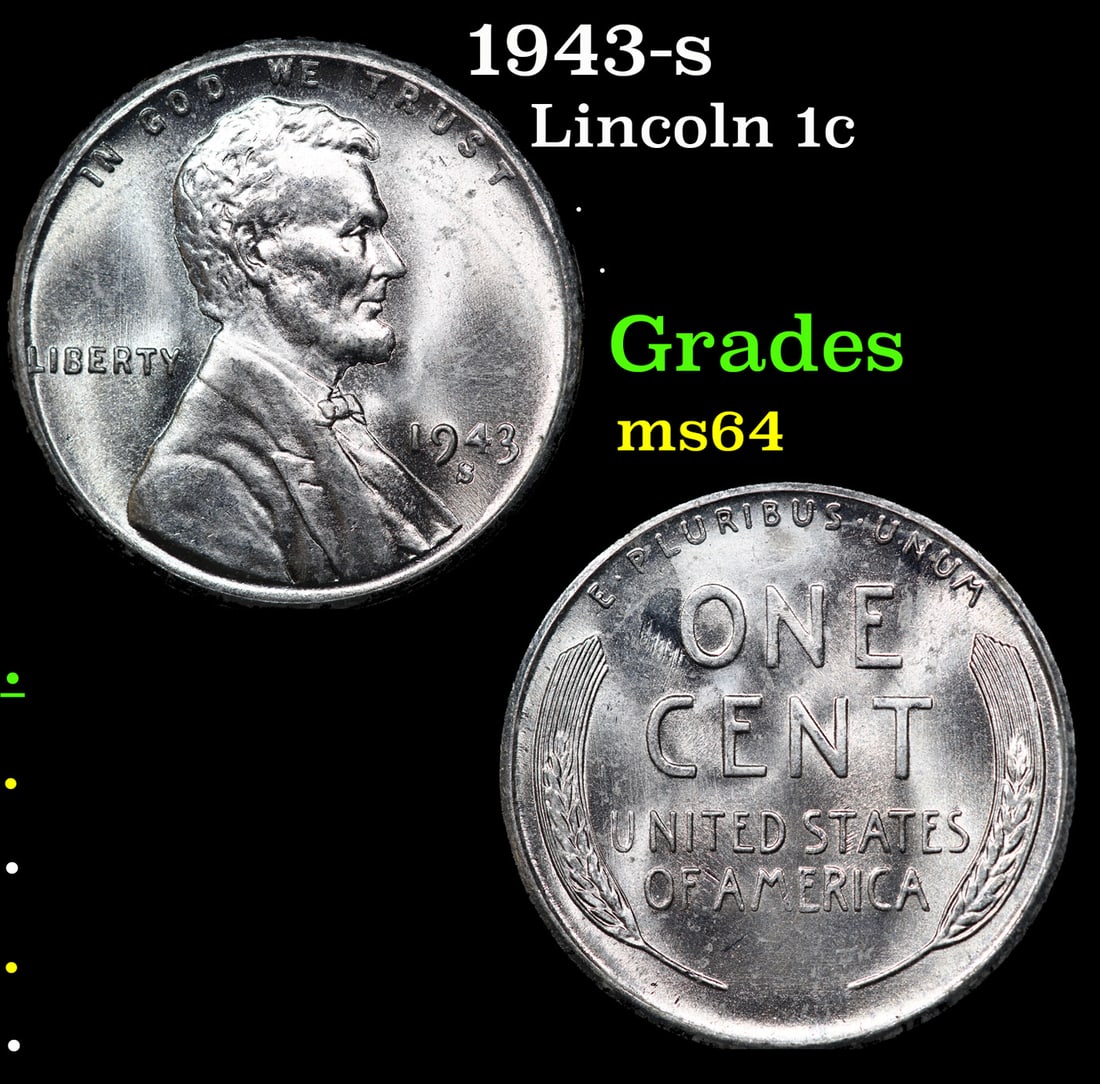 1943-s Lincoln Cent 1c Grades Choice Unc (1 of 3)