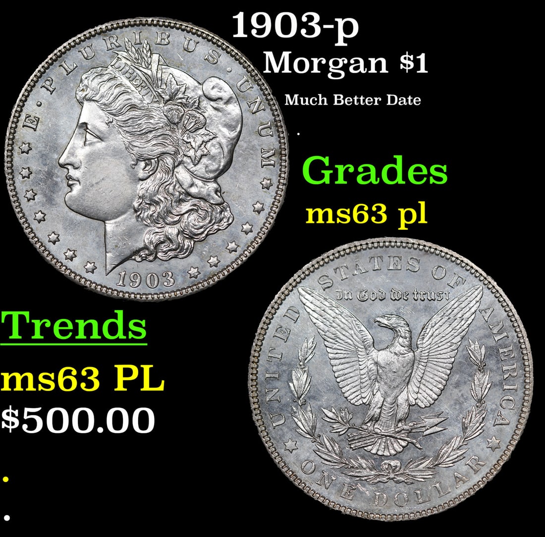 1903-p Morgan Dollar $1 Grades Select Unc PL (1 of 3)