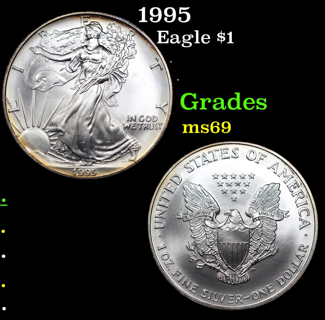 1995 Silver Eagle Dollar $1 Grades ms69 (1 of 3)