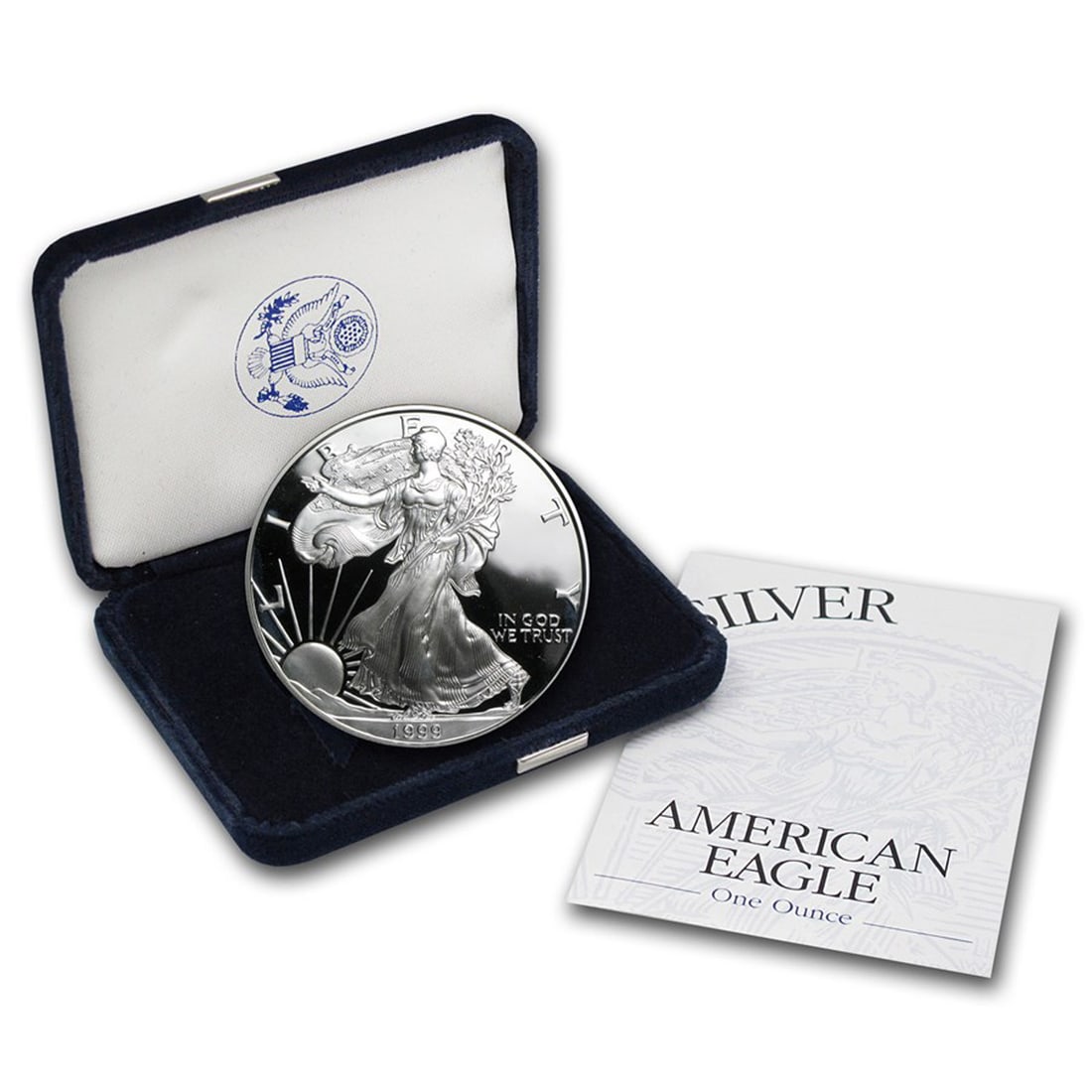 1999-p American Silver Eagle Proof Dollar In Original Box With COA $1 (1 of 3)