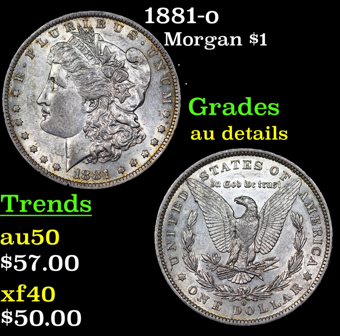 1881-o Morgan Dollar $1 Grades AU Details (1 of 3)