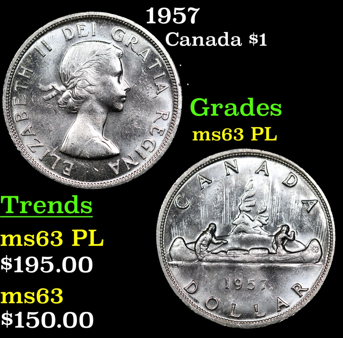 1957 Canada Silver Dollar $1 Grades Select Unc PL (1 of 3)