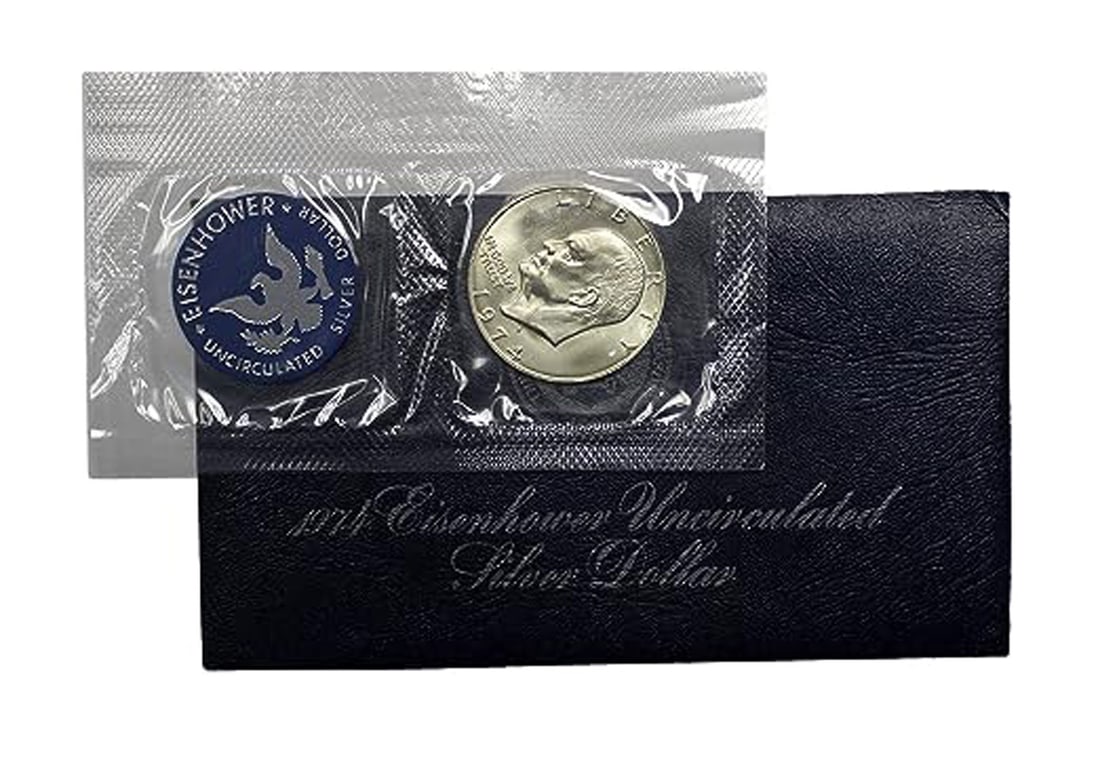 1974-s Silver Unc Eisenhower Dollar in Original Packaging with COA  "Blue Ike" (1 of 1)