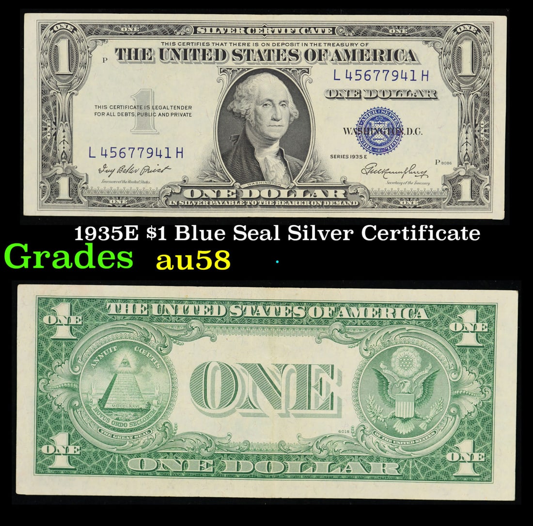 1935E $1 Blue Seal Silver Certificate Grades Choice AU/BU Slider (1 of 3)