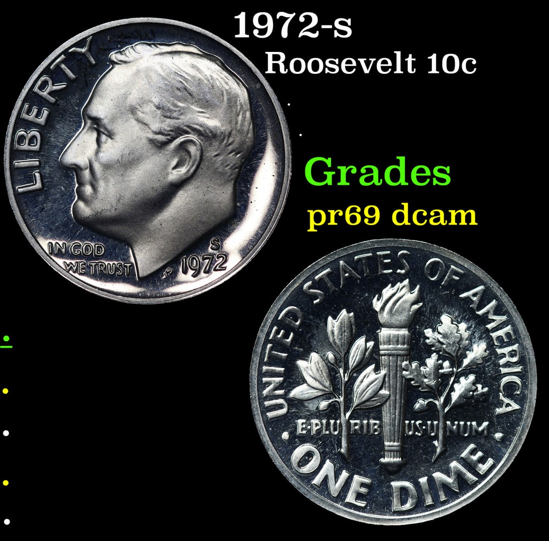 Proof 1972-s Roosevelt Dime 10c Grades GEM++ Proof Deep Cameo (1 of 3)