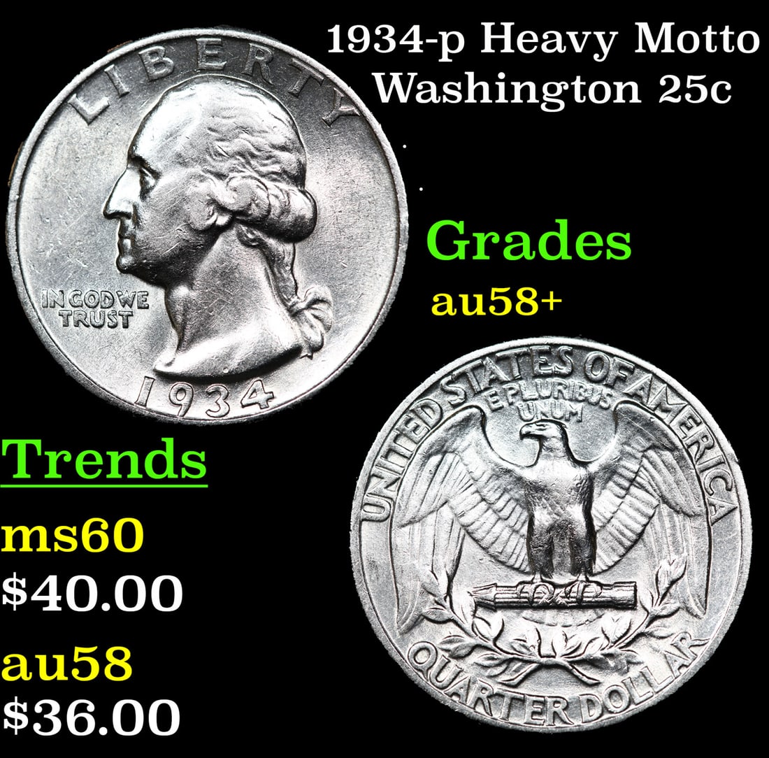 1934-p Heavy Motto Washington Quarter 25c Grades (1 of 3)