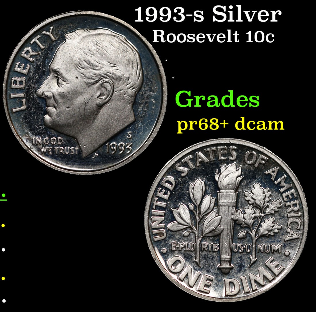 Proof 1993-s Silver Roosevelt Dime 10c Grades GEM++ Proof Deep Cameo (1 of 3)