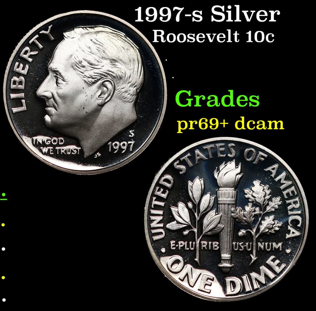 Proof 1997-s Silver Roosevelt Dime 10c Grades GEM++ Proof Deep Cameo (1 of 3)