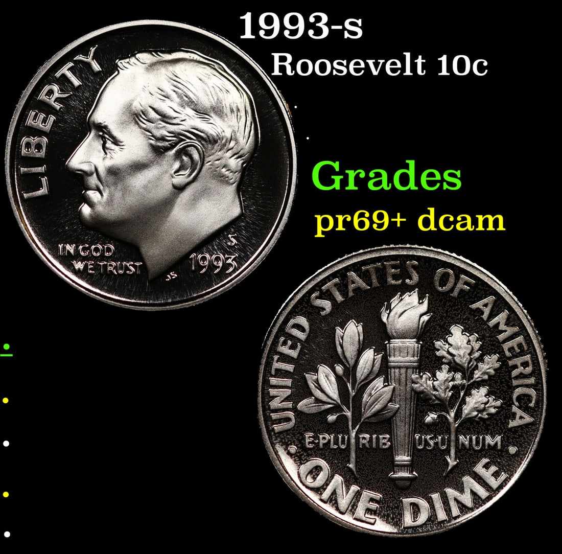 Proof 1993-s Roosevelt Dime 10c Grades GEM++ Proof Deep Cameo (1 of 3)