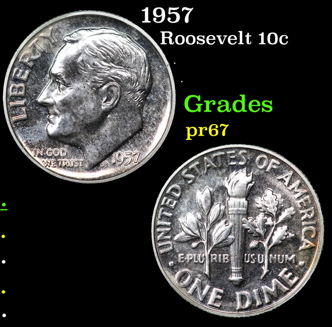 Proof 1957 Roosevelt Dime 10c Grades GEM++ Proof (1 of 3)