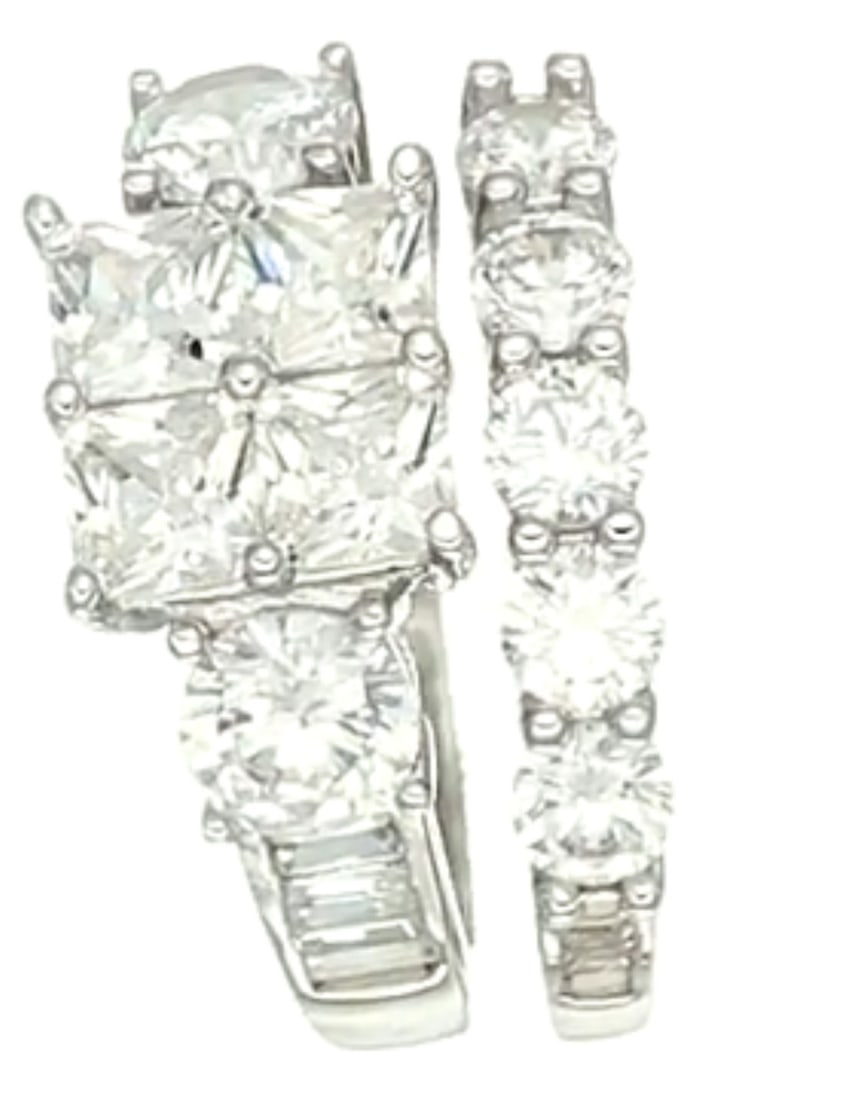 Decadence Sterling SIlver Rhodium Multi Cut Wedding Ring With 5 Round Stone Band Size 7 (1 of 3)