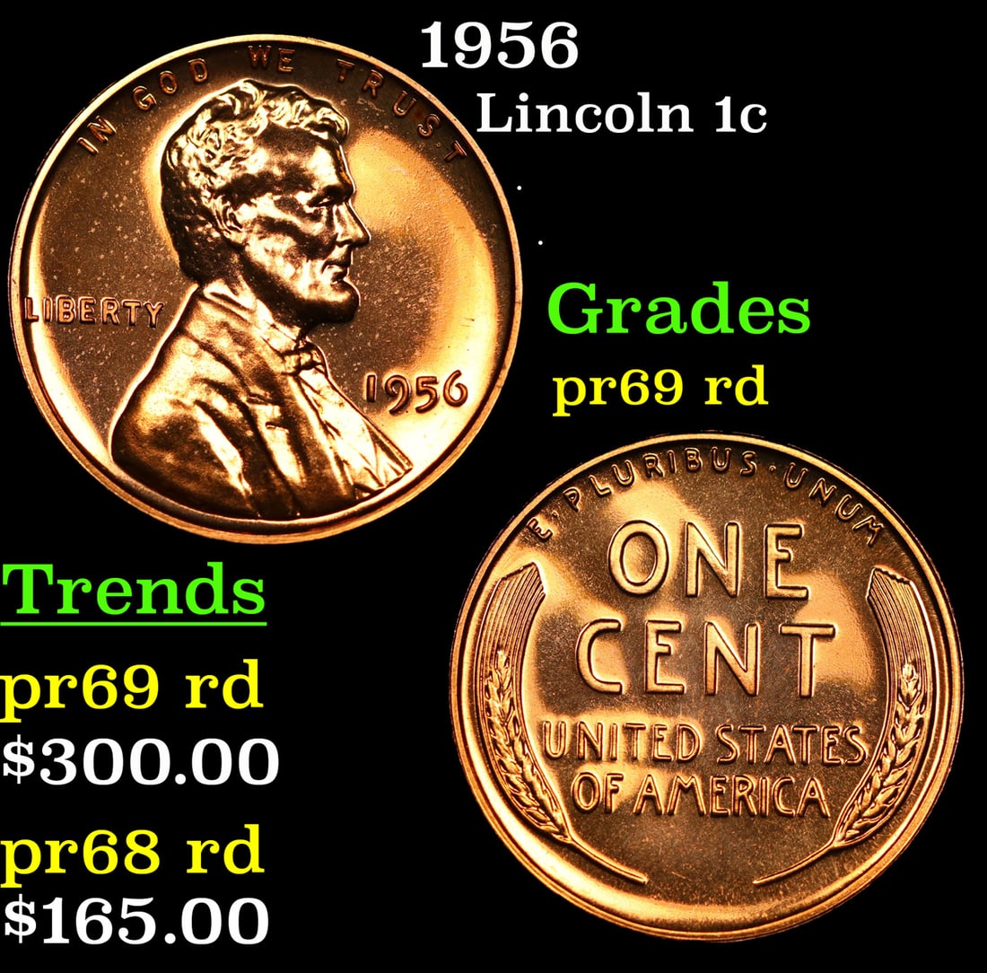 Proof 1956 Lincoln Cent 1c Grades Gem++ Proof Red (1 of 3)