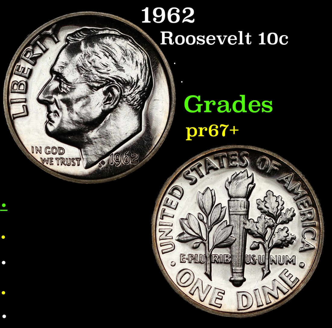Proof 1962 Roosevelt Dime 10c Grades GEM++ Proof (1 of 3)