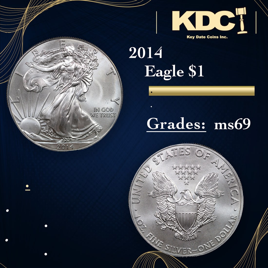 2014 Silver Eagle Dollar $1 Grades ms69 (1 of 3)