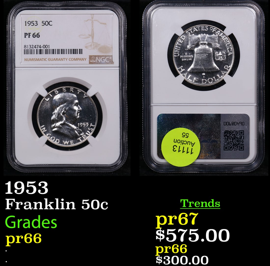Proof NGC 1953 Franklin Half Dollar 50c Graded pr66 By NGC (1 of 3)