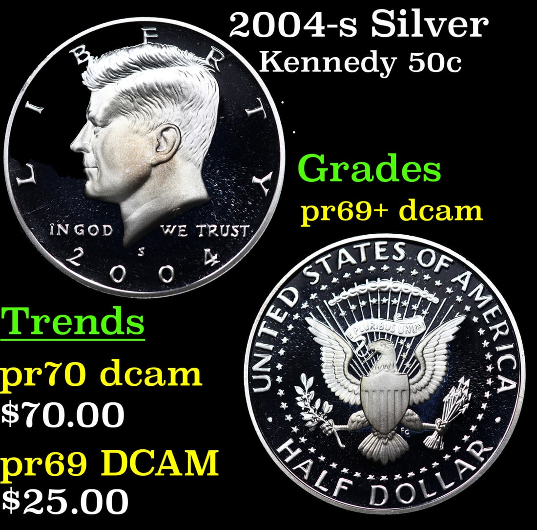 Proof 2004-s Silver Kennedy Half Dollar 50c Grades GEM++ Proof Deep Cameo (1 of 3)