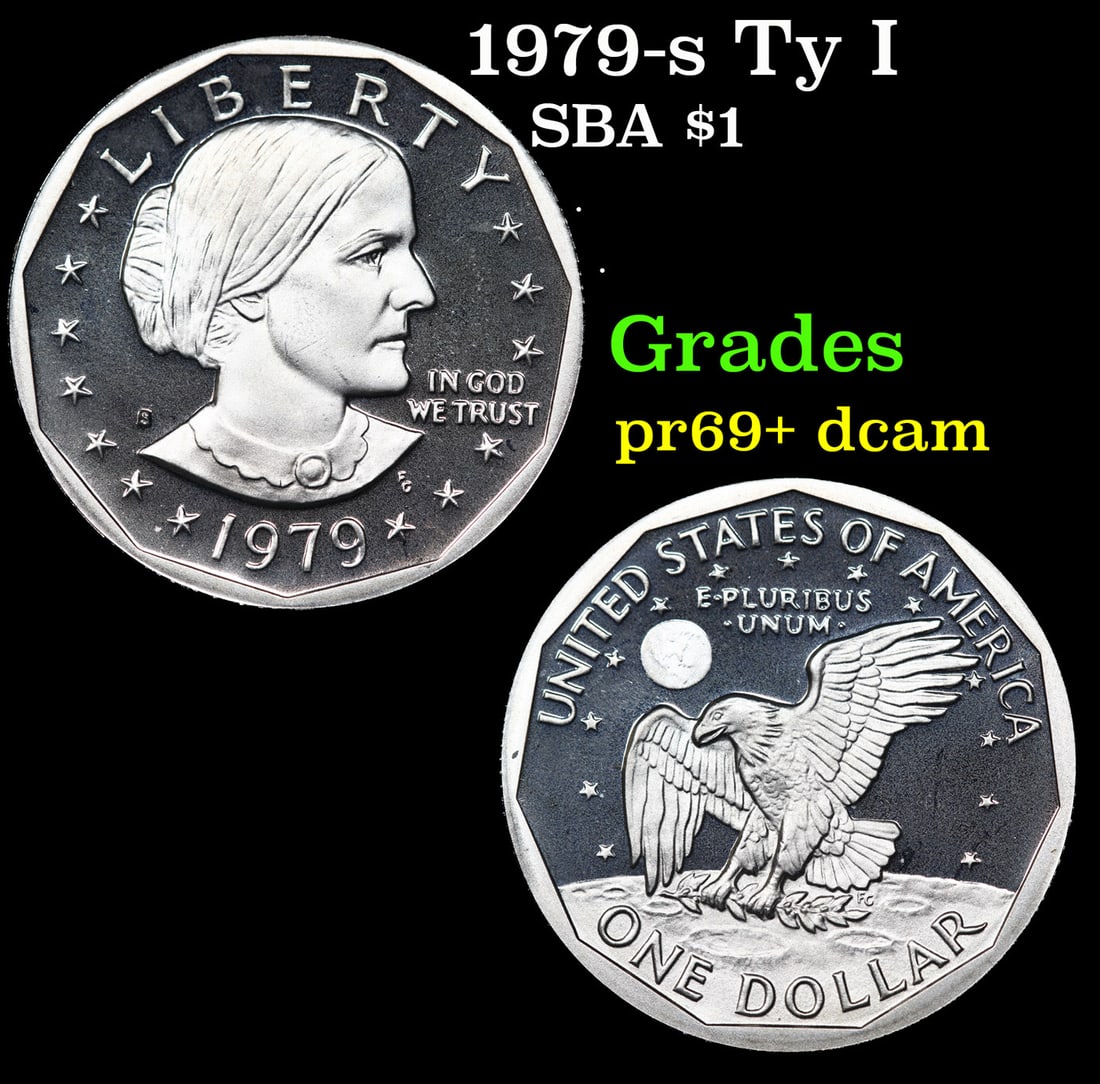 Proof 1979-s Ty I Susan B. Anthony Dollar 1 Grades GEM++ Proof Deep Cameo (1 of 3)
