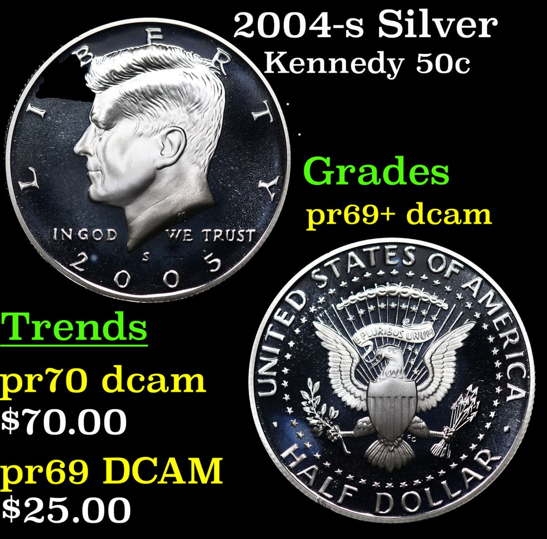 Proof 2004-s Silver Kennedy Half Dollar 50c Grades GEM++ Proof Deep Cameo (1 of 3)