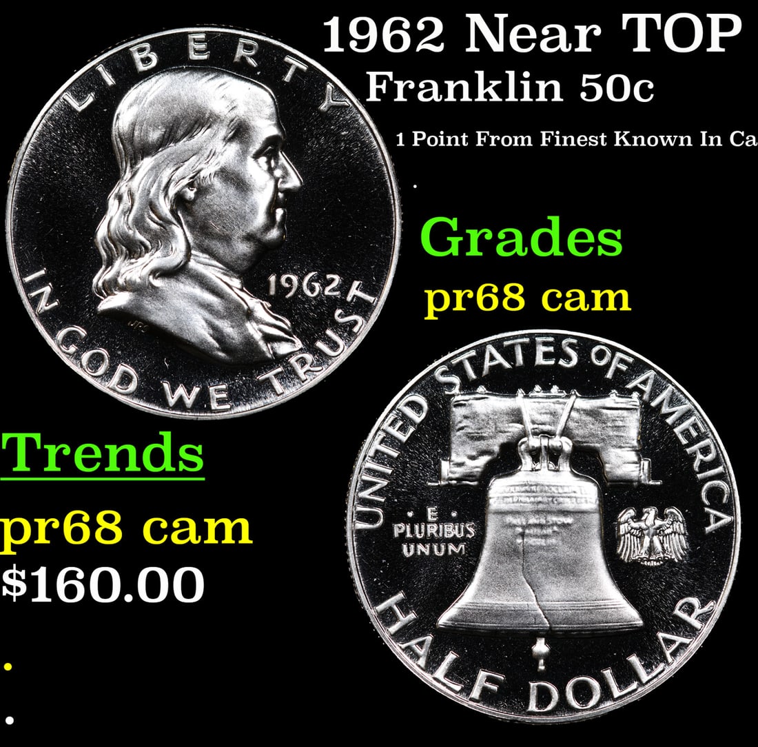 Proof 1962 Franklin Half Dollar Near TOP POP! 50c Graded pr68 cam BY SEGS (1 of 3)