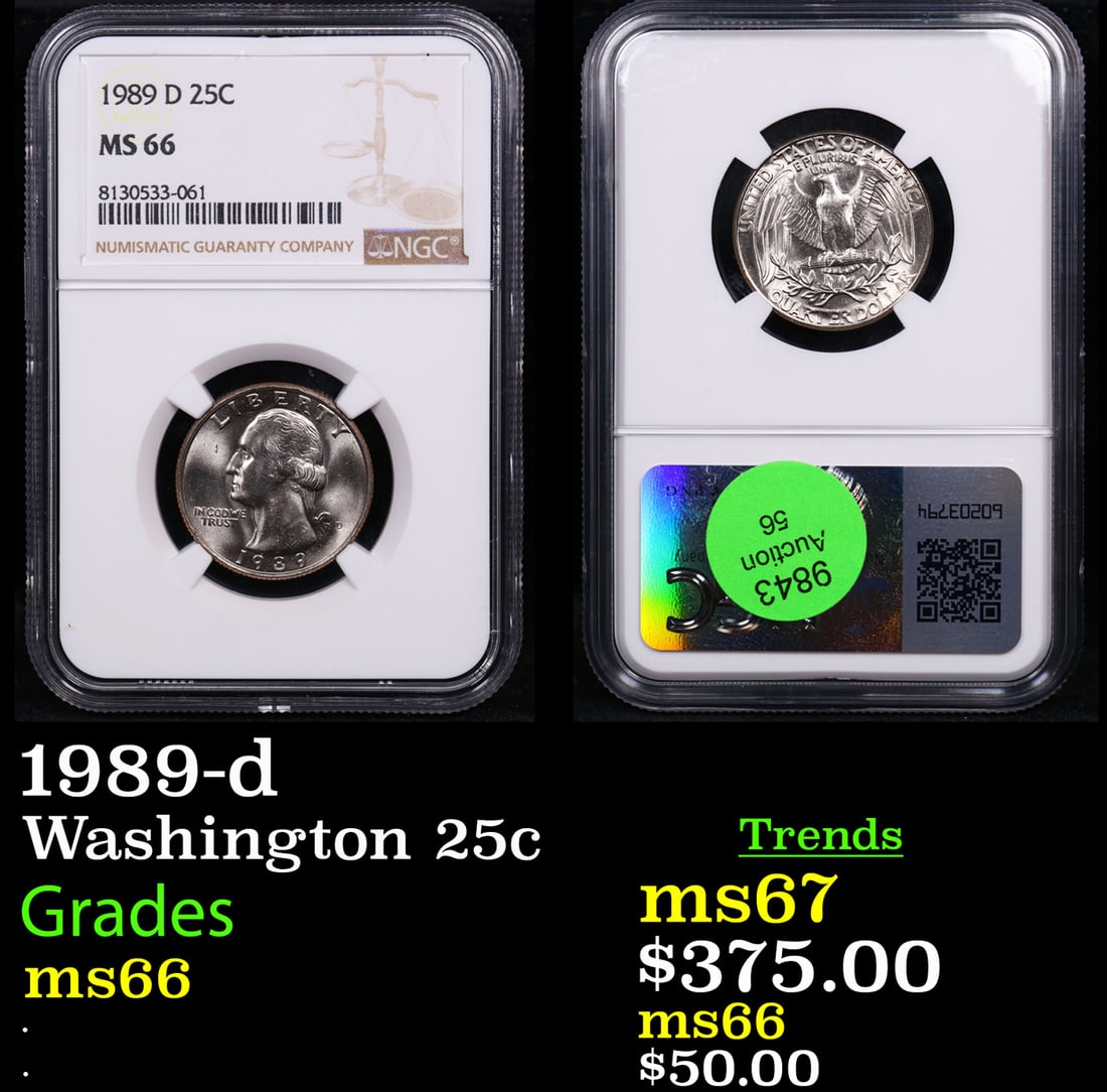NGC 1989-d Washington Quarter 25c Graded ms66 BY NGC (1 of 3)