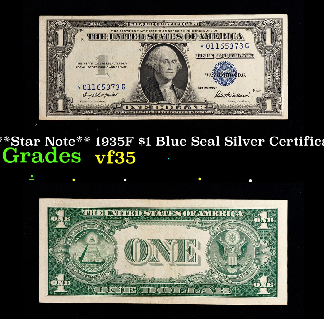 **Star Note** 1935F $1 Blue Seal Silver Certificate Grades vf++ (1 of 3)