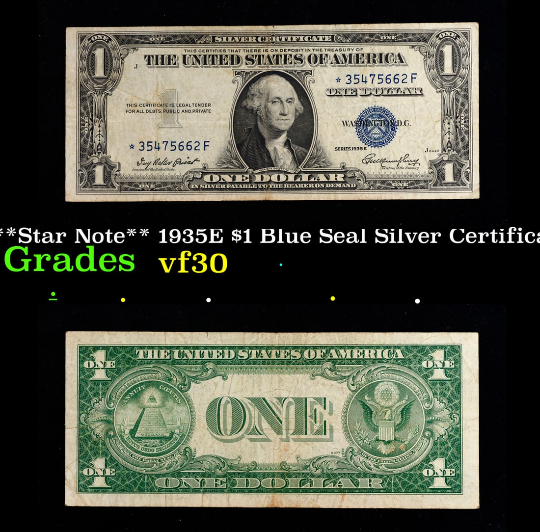 **Star Note** 1935E $1 Blue Seal Silver Certificate Grades vf++ (1 of 3)