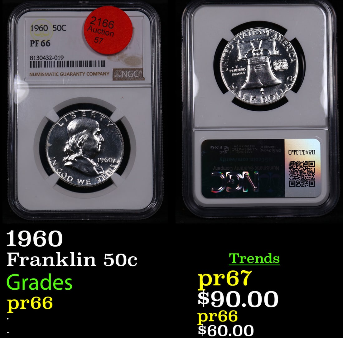 Proof NGC 1960 Franklin Half Dollar 50c Graded pr66 By NGC (1 of 3)