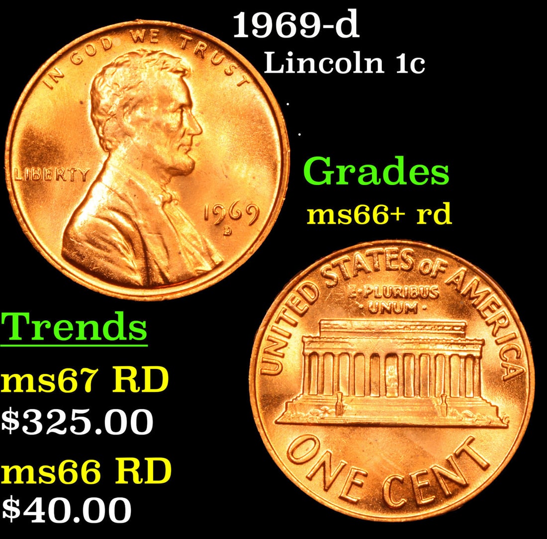 1969-d Lincoln Cent 1c Grades GEM++ RD (1 of 3)