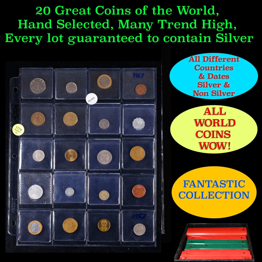 20 Great Coins of the World, hand selected, many trend high, every lot guaranteed to contain Silver. (1 of 3)