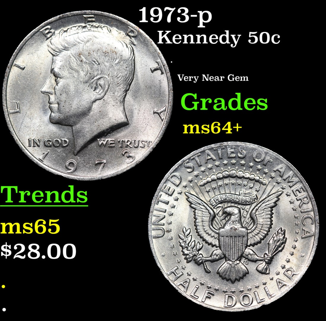 1973-p Kennedy Half Dollar 50c Grades Choice+ Unc (1 of 3)