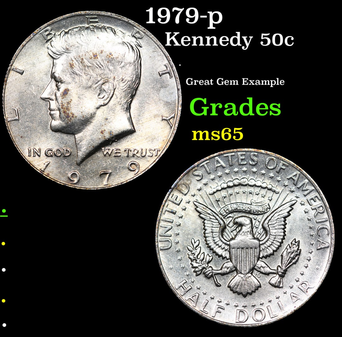 1979-p Kennedy Half Dollar 50c Grades GEM Unc (1 of 3)