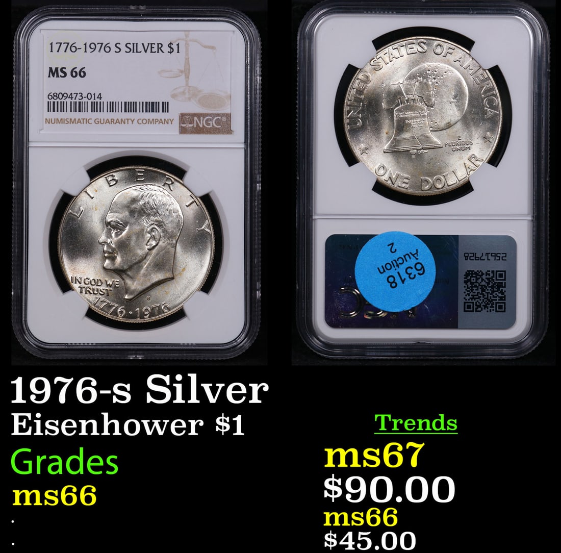 NGC 1976-s Silver Eisenhower Dollar $1 Graded ms66 By NGC (1 of 3)