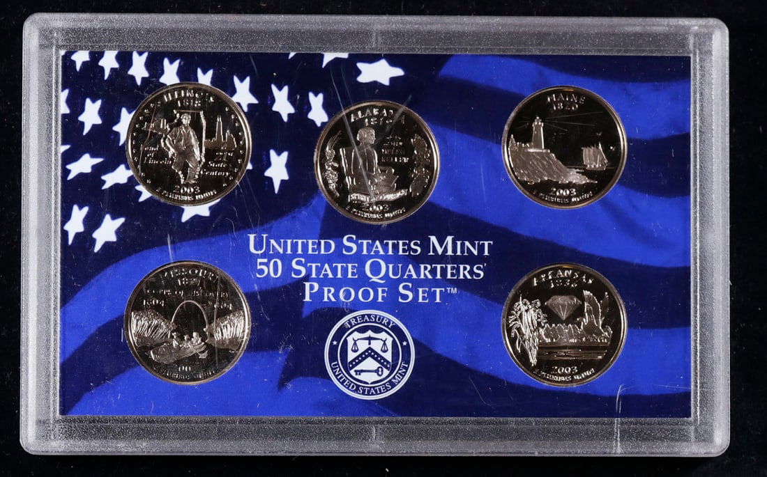 2003 United States Mint Proof Quarters 5 pc set No Outer Box (1 of 2)