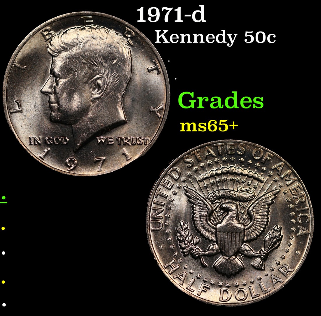 1971-d Kennedy Half Dollar 50c Grades GEM+ Unc: 1971-d Kennedy Half Dollar 50c Grades GEM+ Unc.
