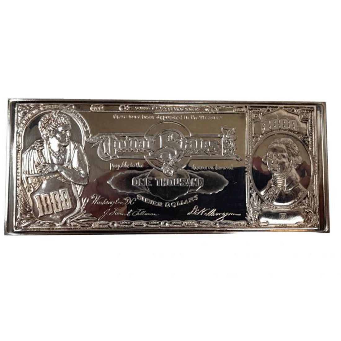 Washington Mint $1000 Bill Currency Style "One Pound" .999 Silver Bar (1 of 1)