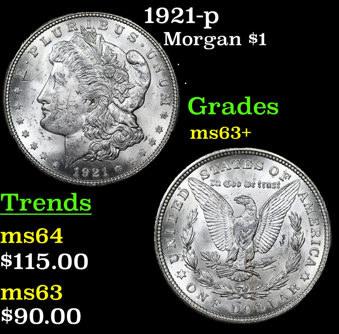 1921-p Morgan Dollar $1 Grades Select+ Unc (1 of 3)
