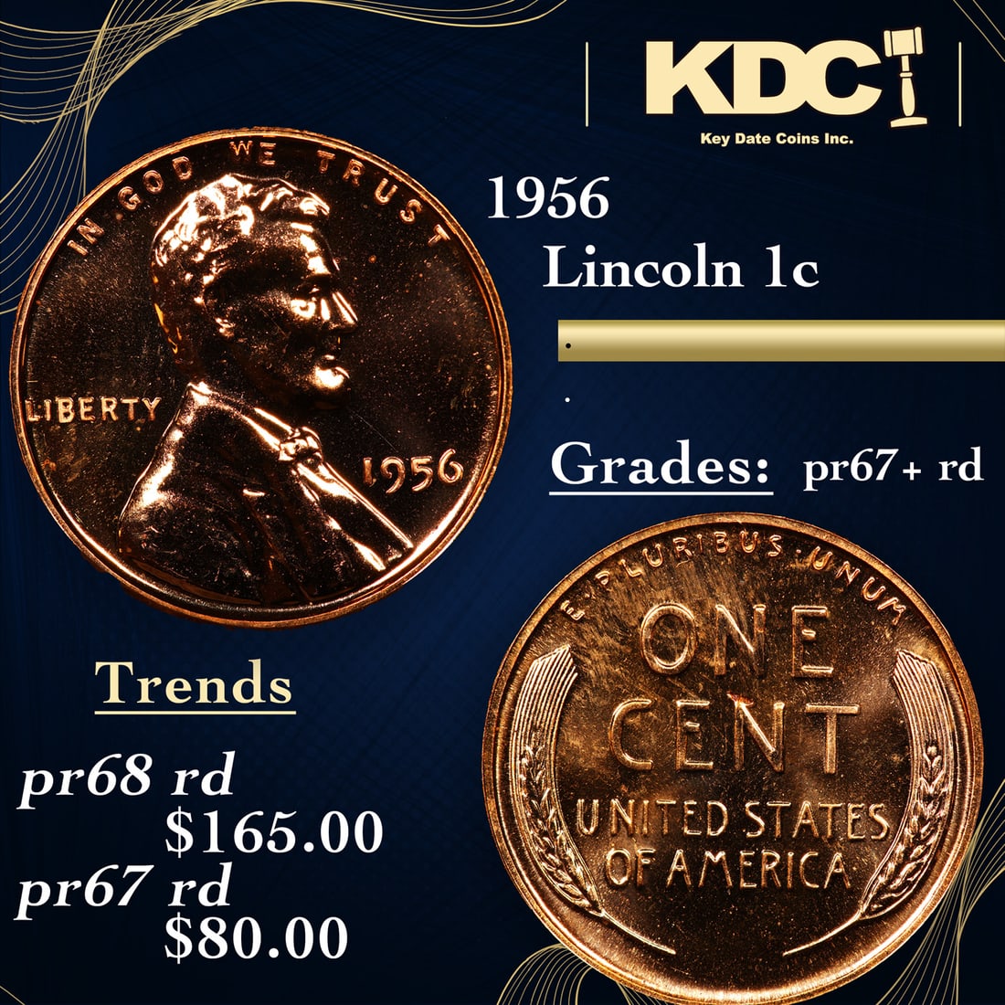 Proof 1956 Lincoln Cent 1c Grades Gem++ Proof Red (1 of 3)