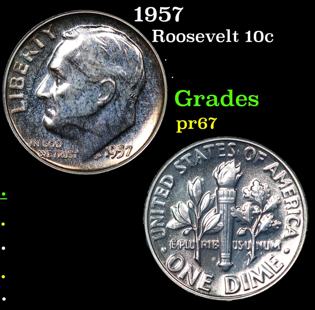 Proof 1957 Roosevelt Dime 10c Grades GEM++ Proof (1 of 3)
