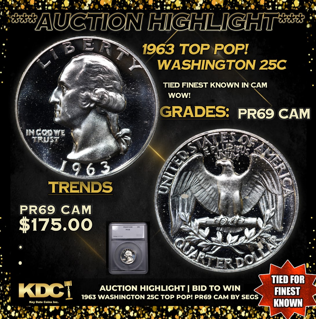 Proof 1963 Washington Quarter TOP POP! 25c Graded pr69 CAM BY SEGS (1 of 5)