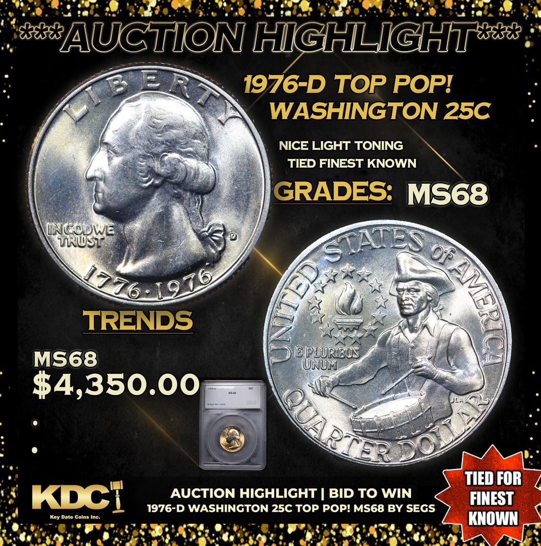 ***Auction Highlight*** 1976-d Washington Quarter TOP POP! 25c Graded ms68 BY SEGS (fc) (1 of 5)