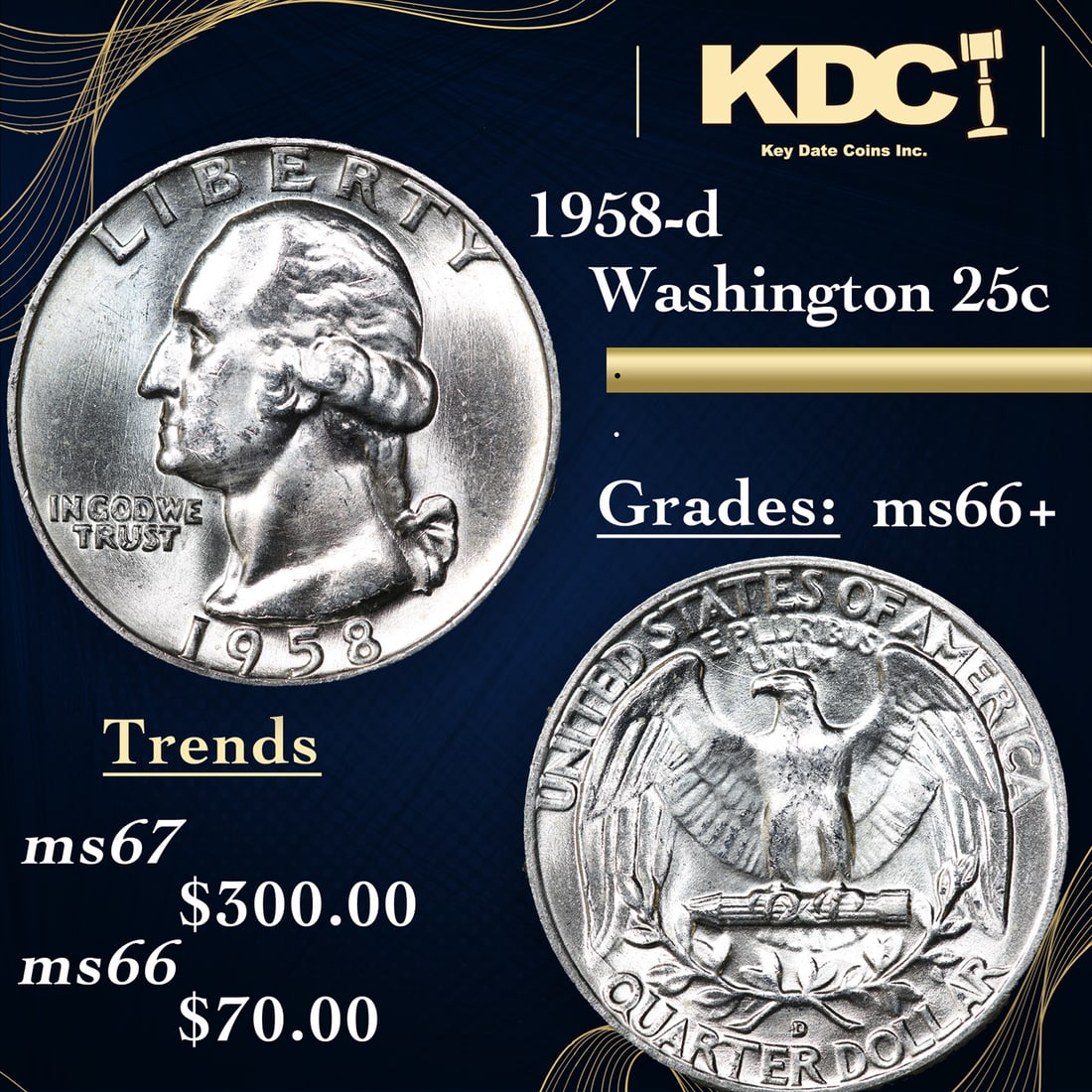 1958-d Washington Quarter 25c Grades GEM++ Unc (1 of 3)