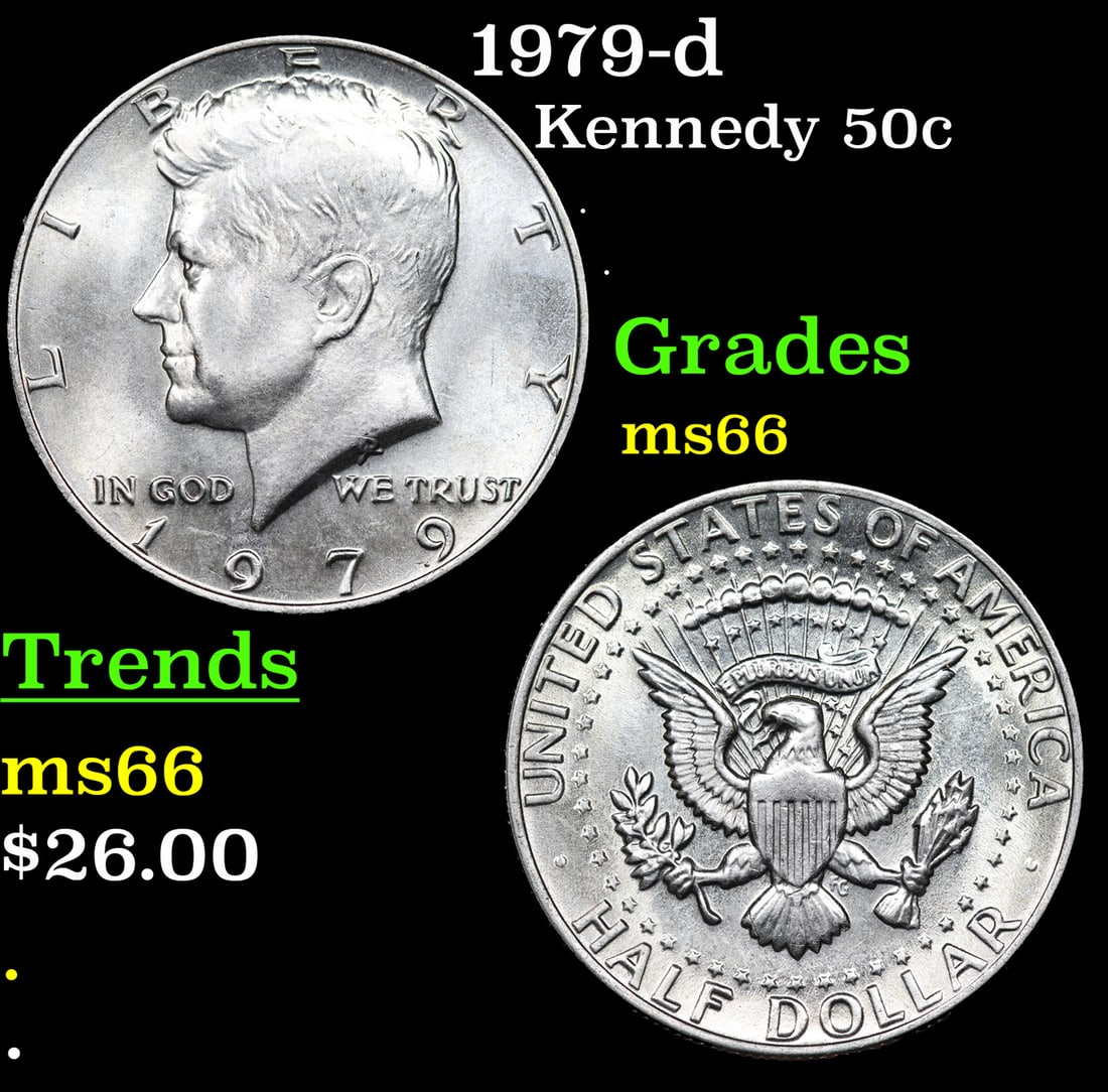 1979-d Kennedy Half Dollar 50c Grades GEM+ Unc (1 of 3)