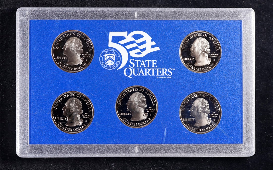 1999 United States Mint Proof Quarters 5 pc set No Outer Box (1 of 2)