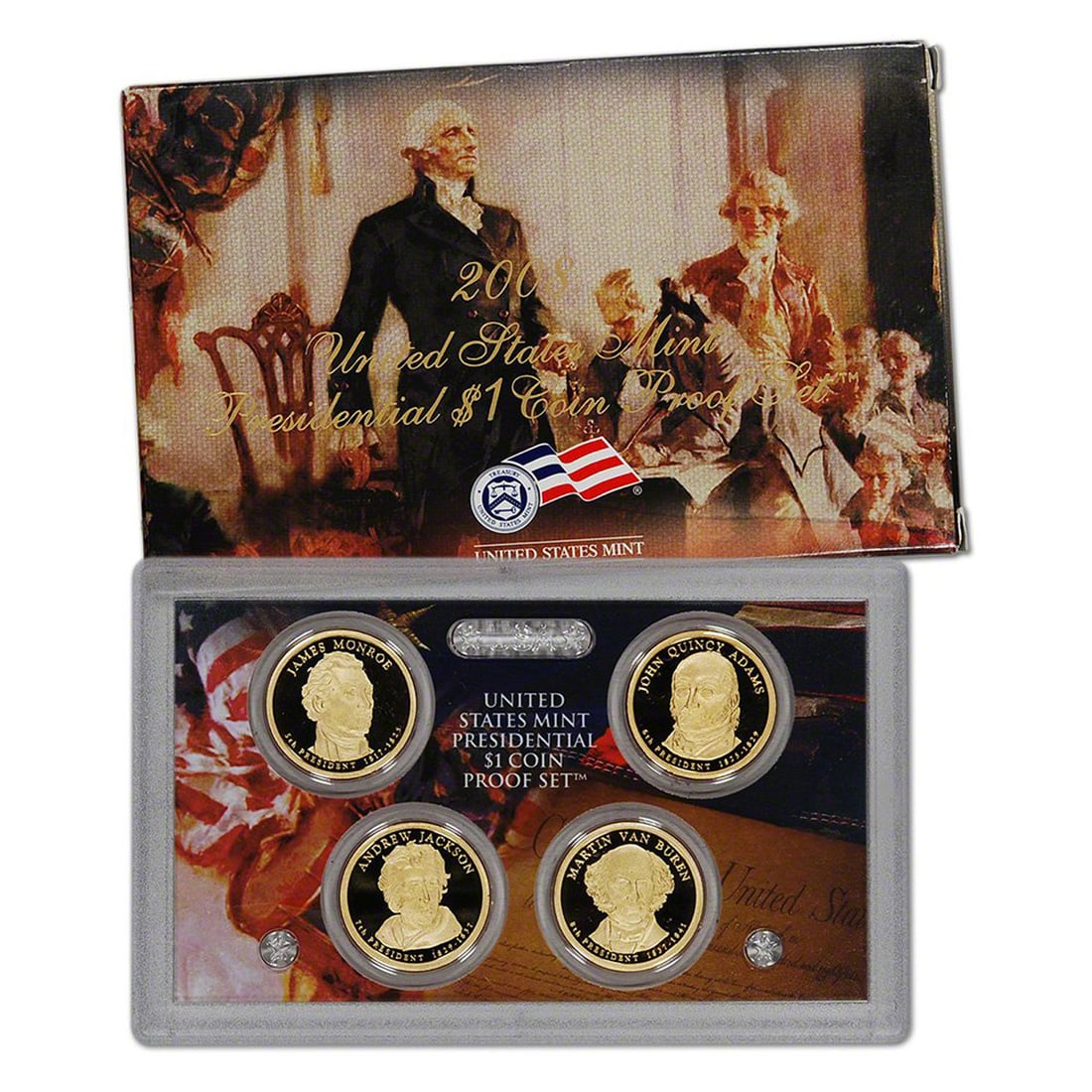 2008 United State Mint Presidential Dollar Proof Set. 4 Coins Inside. (1 of 1)
