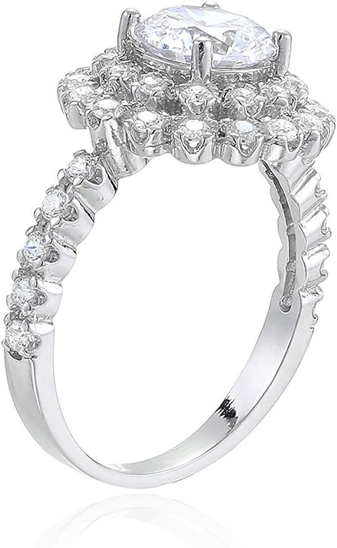 Decadence Sterling Silver 8mm Round Cut Cluster Pave Engagement Ring Size 7: Decadence Sterling Silver 8mm Round Cut Cluster Pave Engagement Ring Size 7. STERLING SILVER: This product is made of solid Sterling Silver and each piece is carefully trademarked with the metal purit
