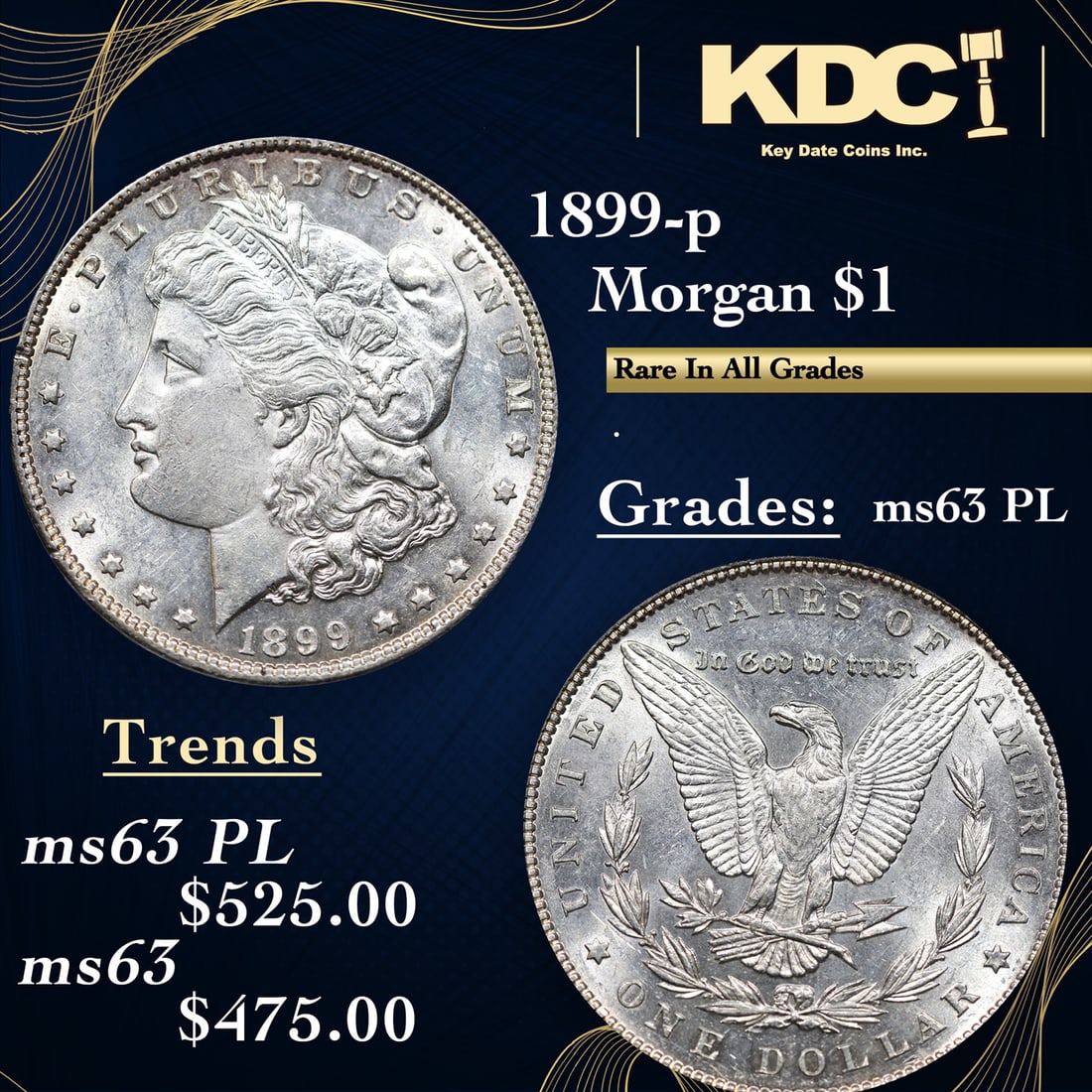 1899-p Morgan Dollar $1 Grades Select Unc PL (1 of 3)
