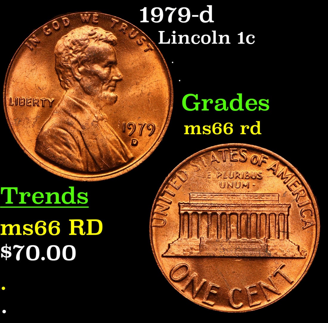 1979-d Lincoln Cent 1c Grades GEM+ Unc RD (1 of 3)