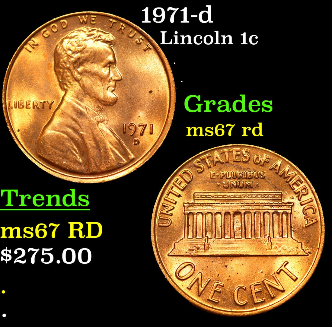 1971-d Lincoln Cent 1c Grades GEM++ Unc RD (1 of 3)