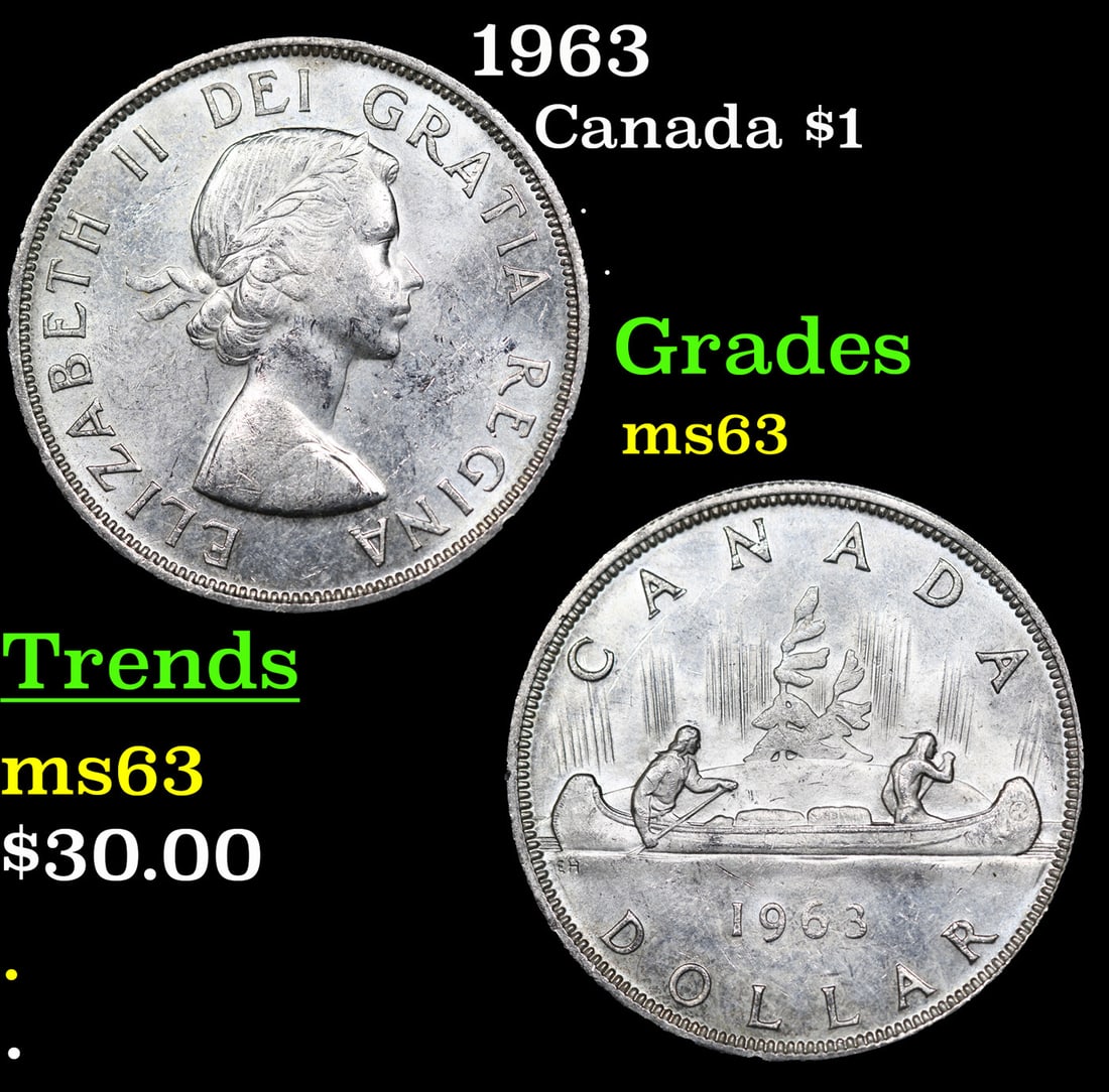 1963 Canada Silver Dollar 1 Grades Select Unc (1 of 3)